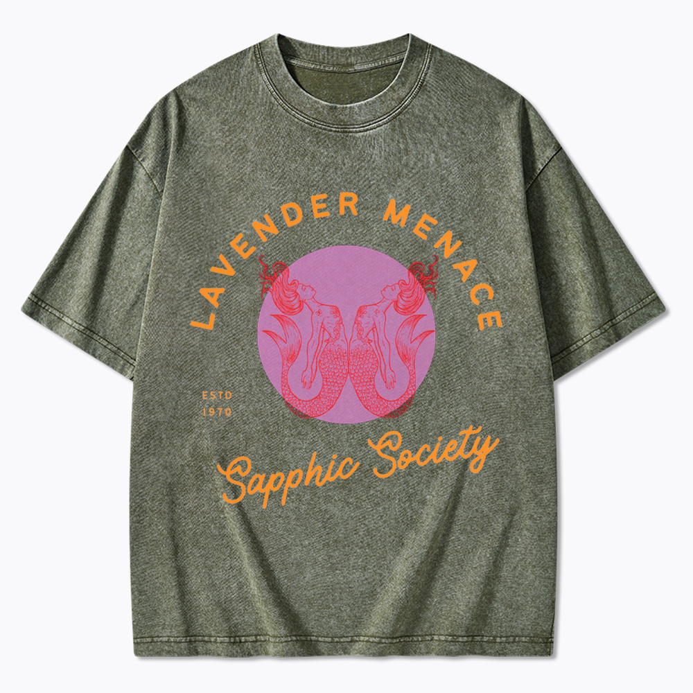 Lavender Menace Subtle Lesbian Washed T-Shirt