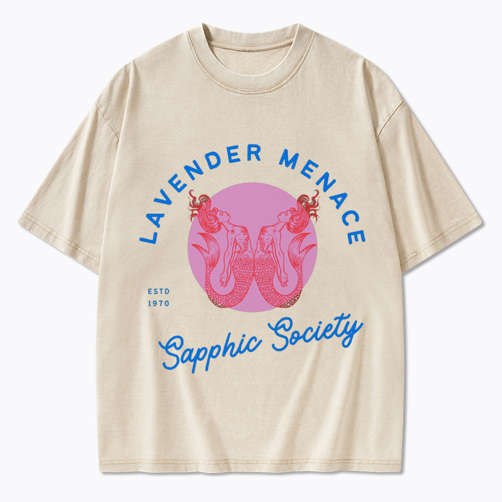 Lavender Menace Subtle Lesbian Washed T-Shirt
