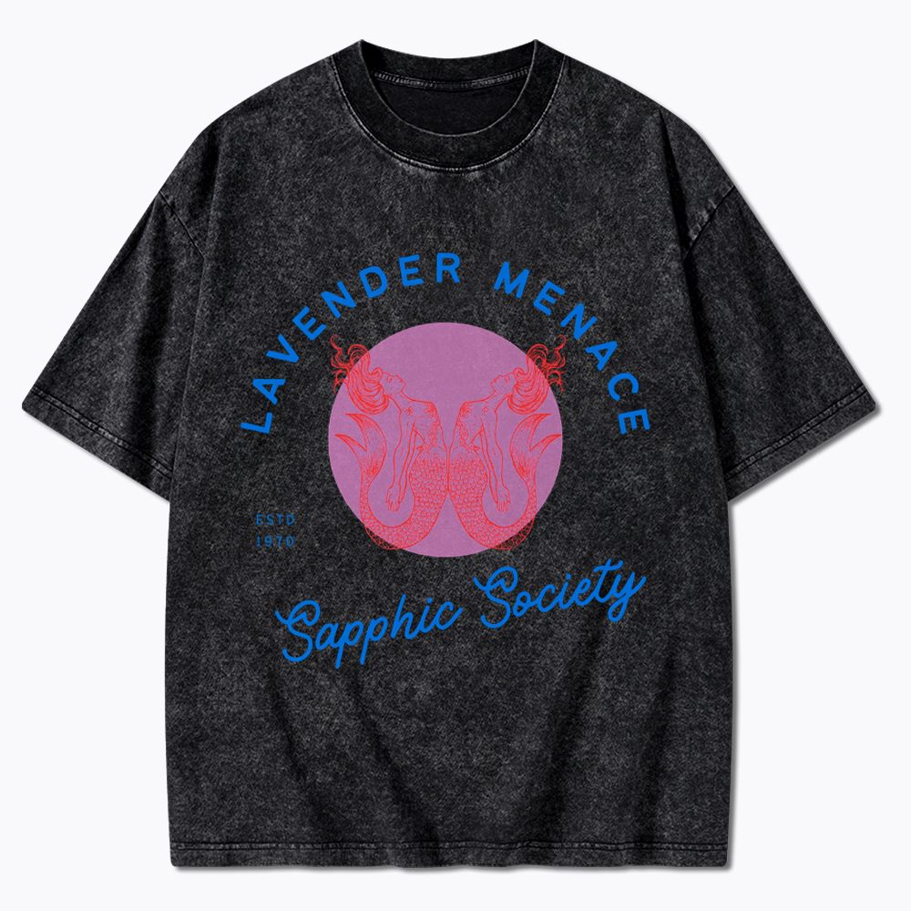 Lavender Menace Subtle Lesbian Washed T-Shirt