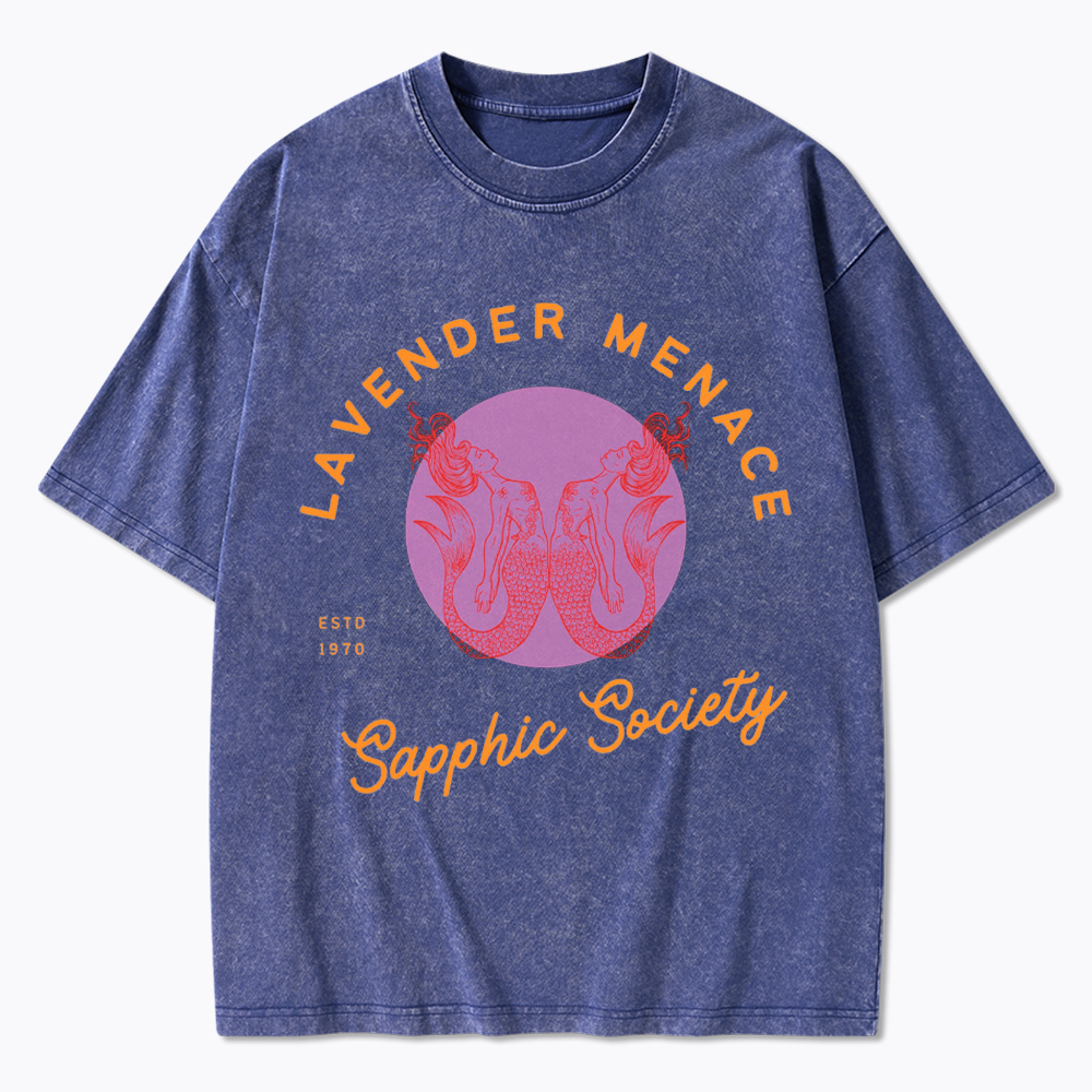Lavender Menace Subtle Lesbian Washed T-Shirt