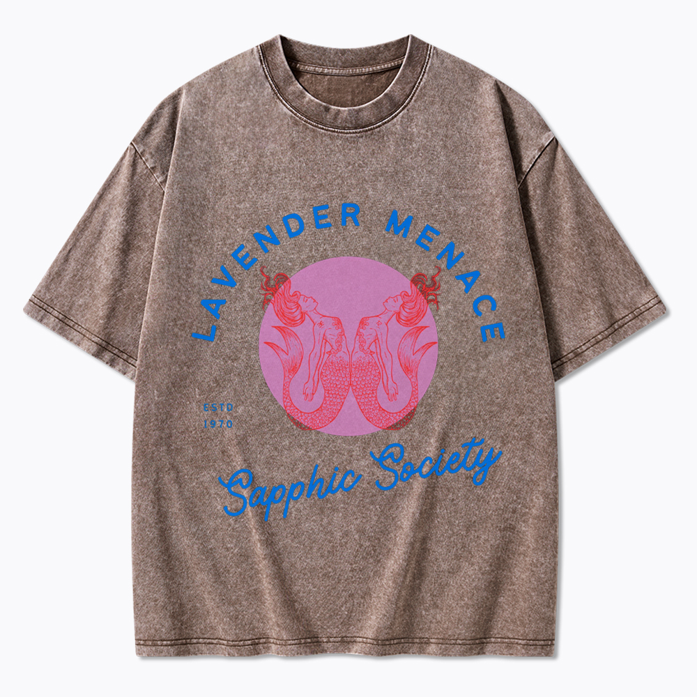Lavender Menace Subtle Lesbian Washed T-Shirt