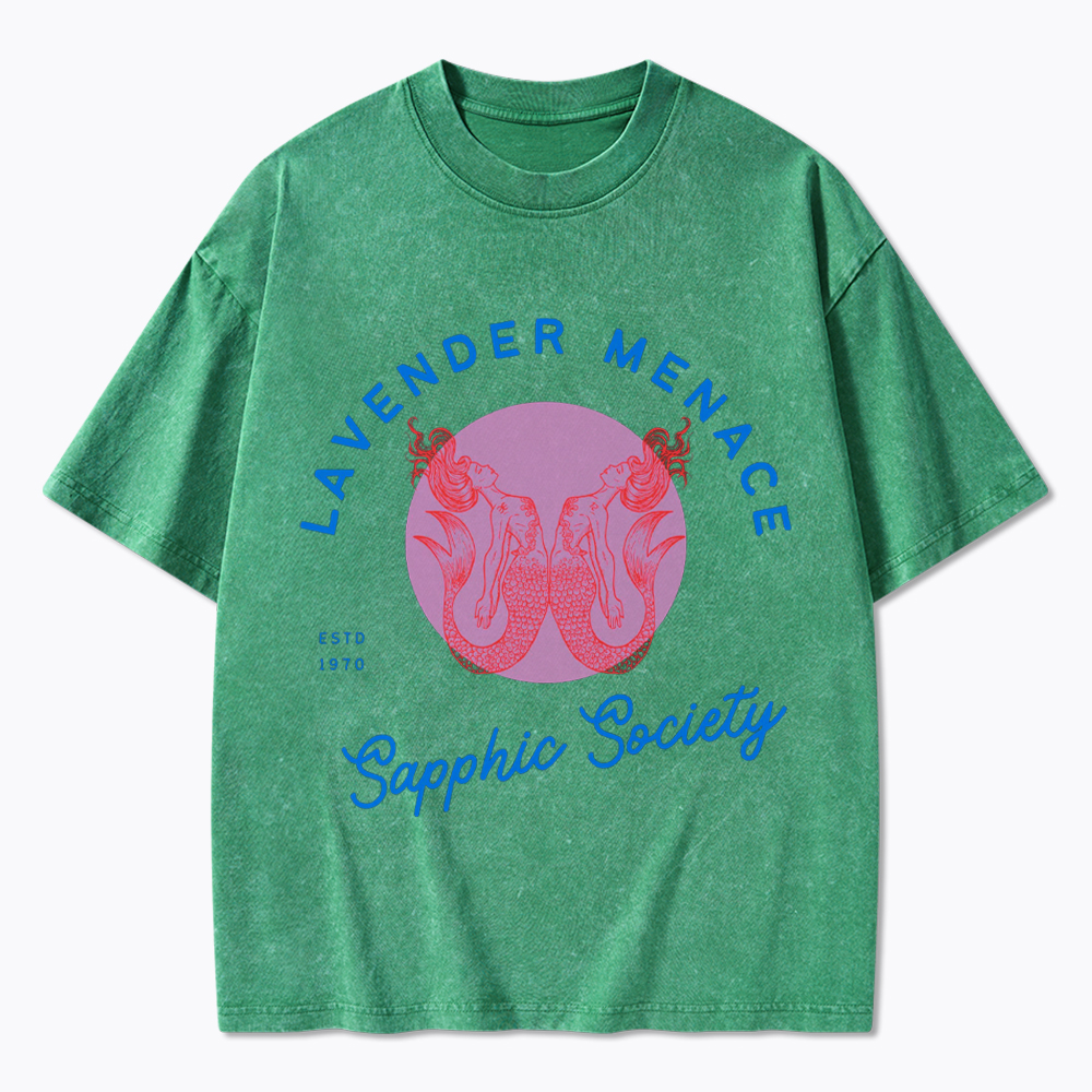 Lavender Menace Subtle Lesbian Washed T-Shirt