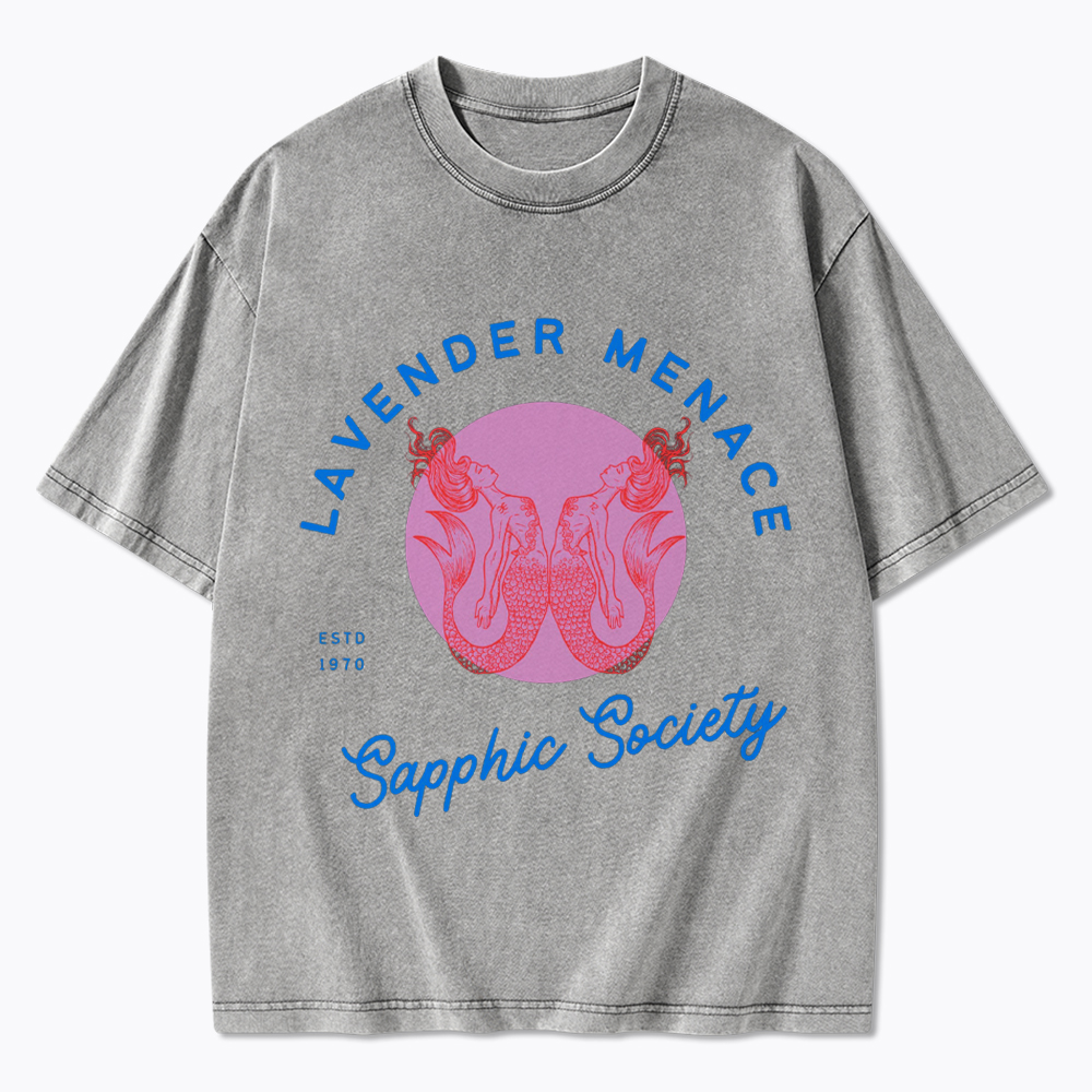 Lavender Menace Subtle Lesbian Washed T-Shirt