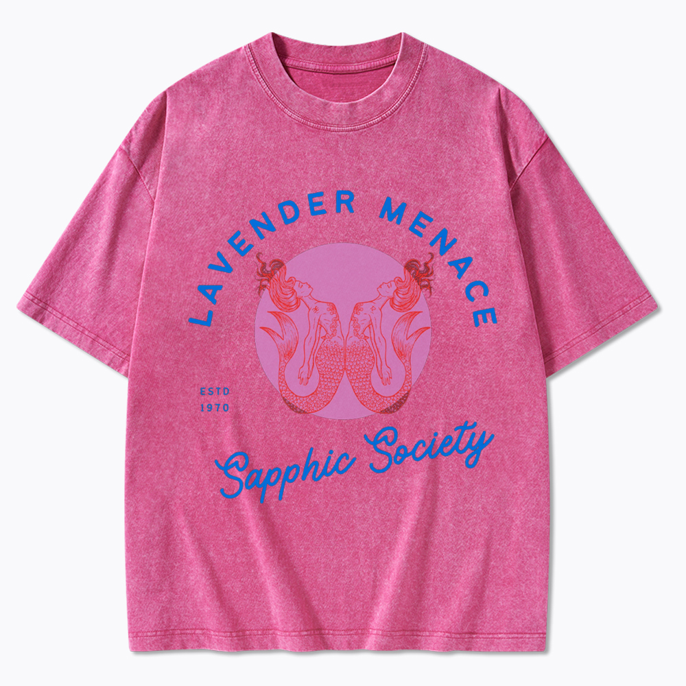 Lavender Menace Subtle Lesbian Washed T-Shirt
