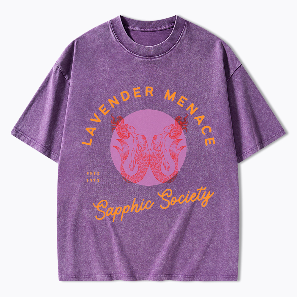 Lavender Menace Subtle Lesbian Washed T-Shirt