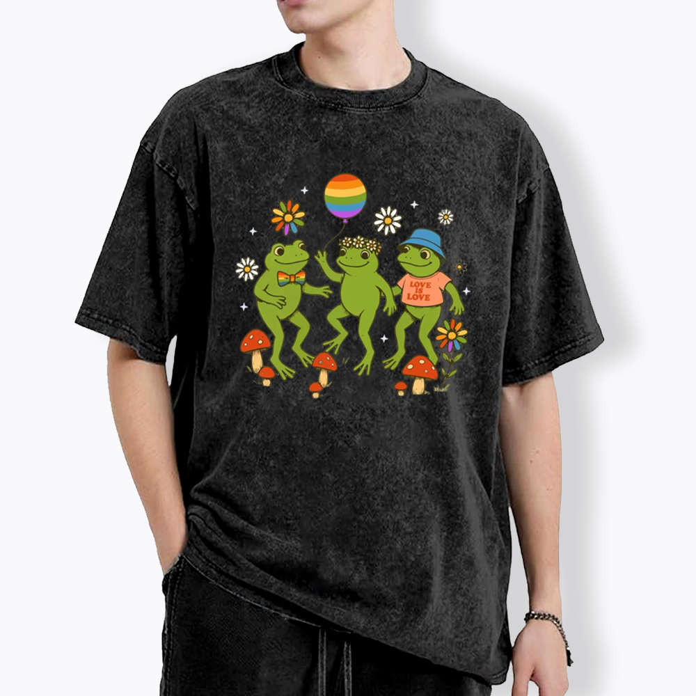 Funny Frog Pride Washed T-Shirt
