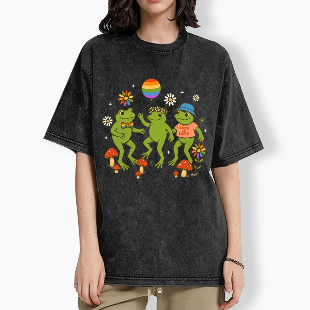 Funny Frog Pride Washed T-Shirt