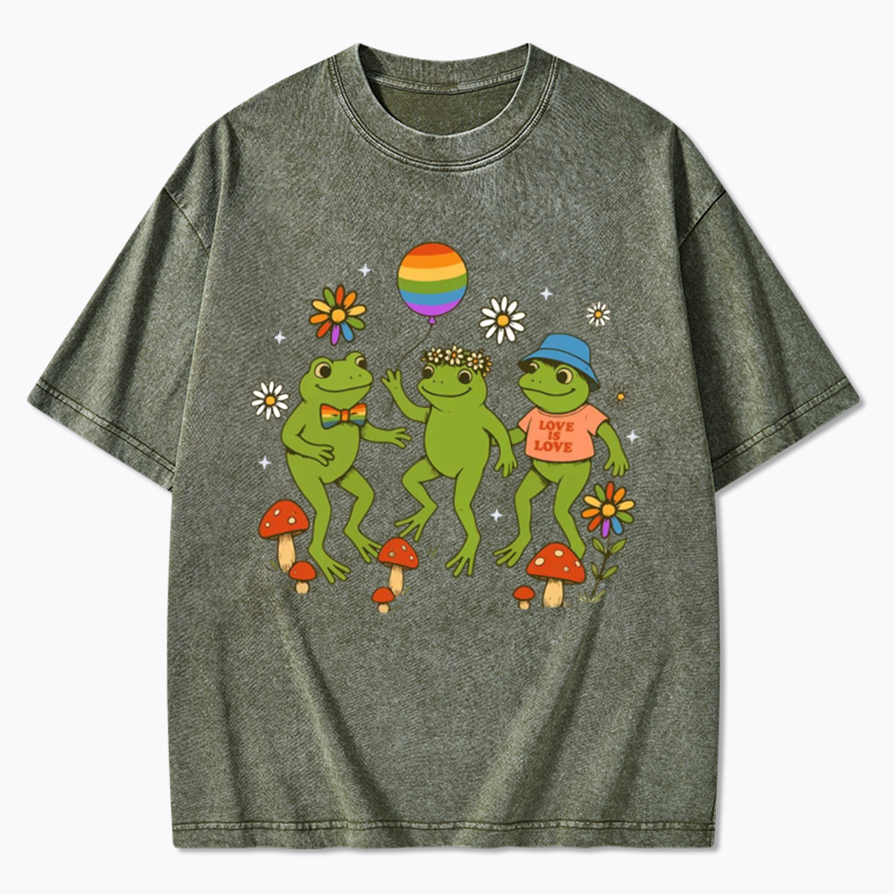 Funny Frog Pride Washed T-Shirt