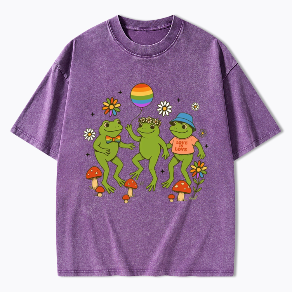 Funny Frog Pride Washed T-Shirt