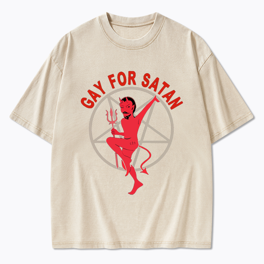 Gay For Satan Washed T-Shirt