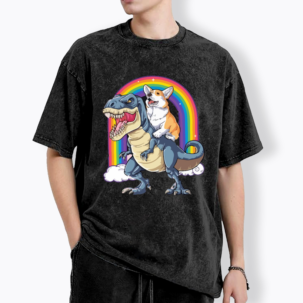 Funny Dinosaur Washed T-Shirt