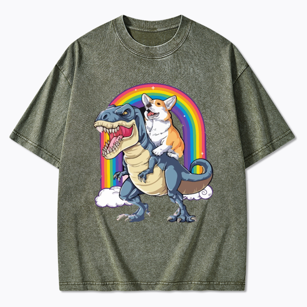 Funny Dinosaur Washed T-Shirt