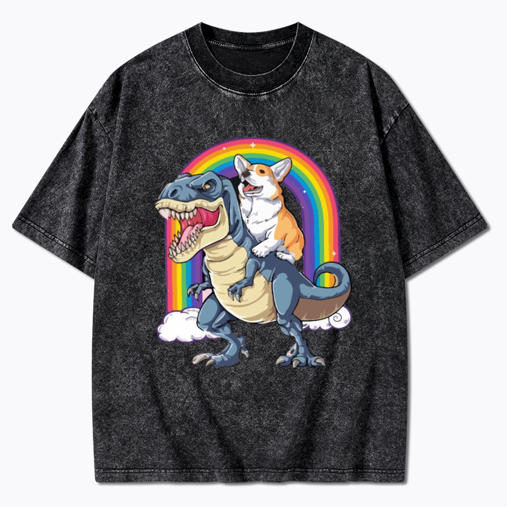 Funny Dinosaur Washed T-Shirt