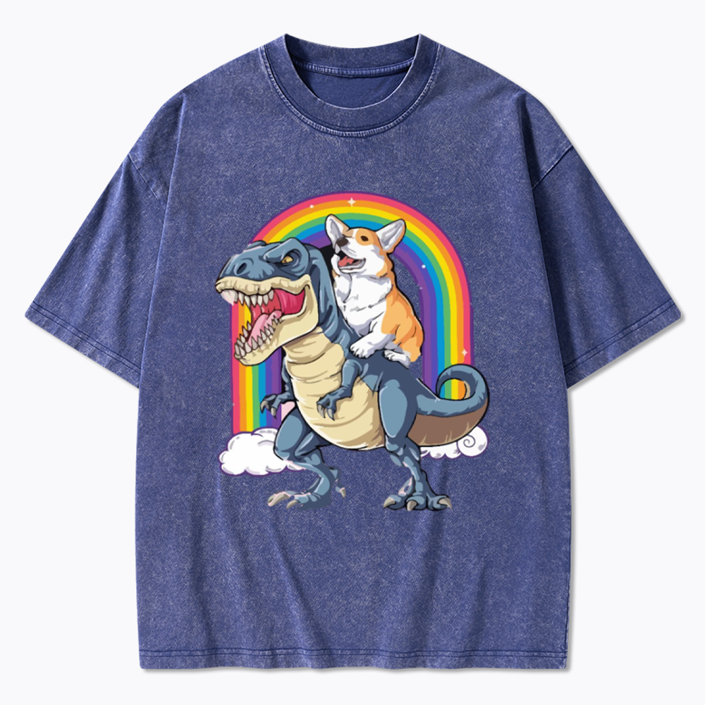 Funny Dinosaur Washed T-Shirt