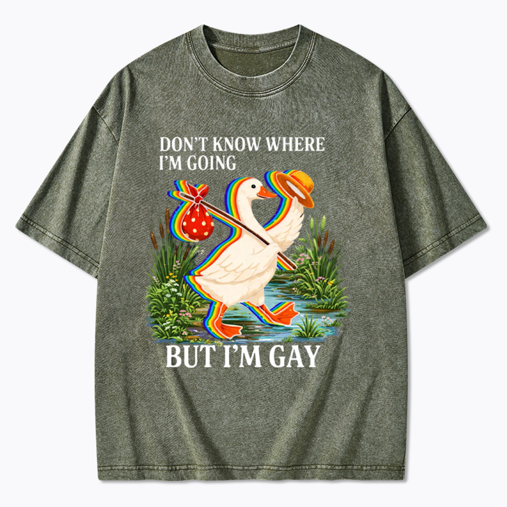 I Don’t Know Where I’m Going But I’m Gay Washed T-Shirt
