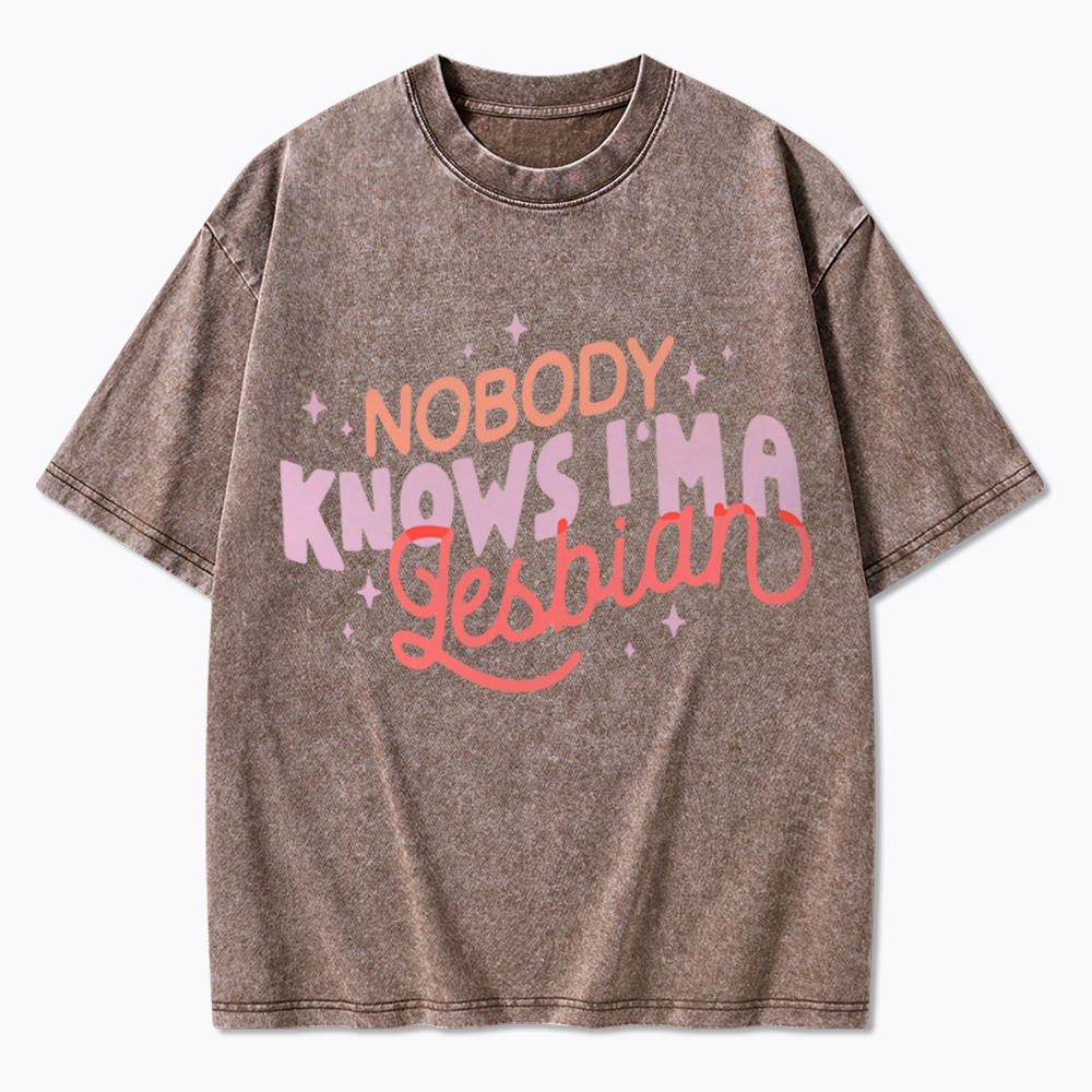 Nobody Knows I'm A Lesbian Washed T-Shirt