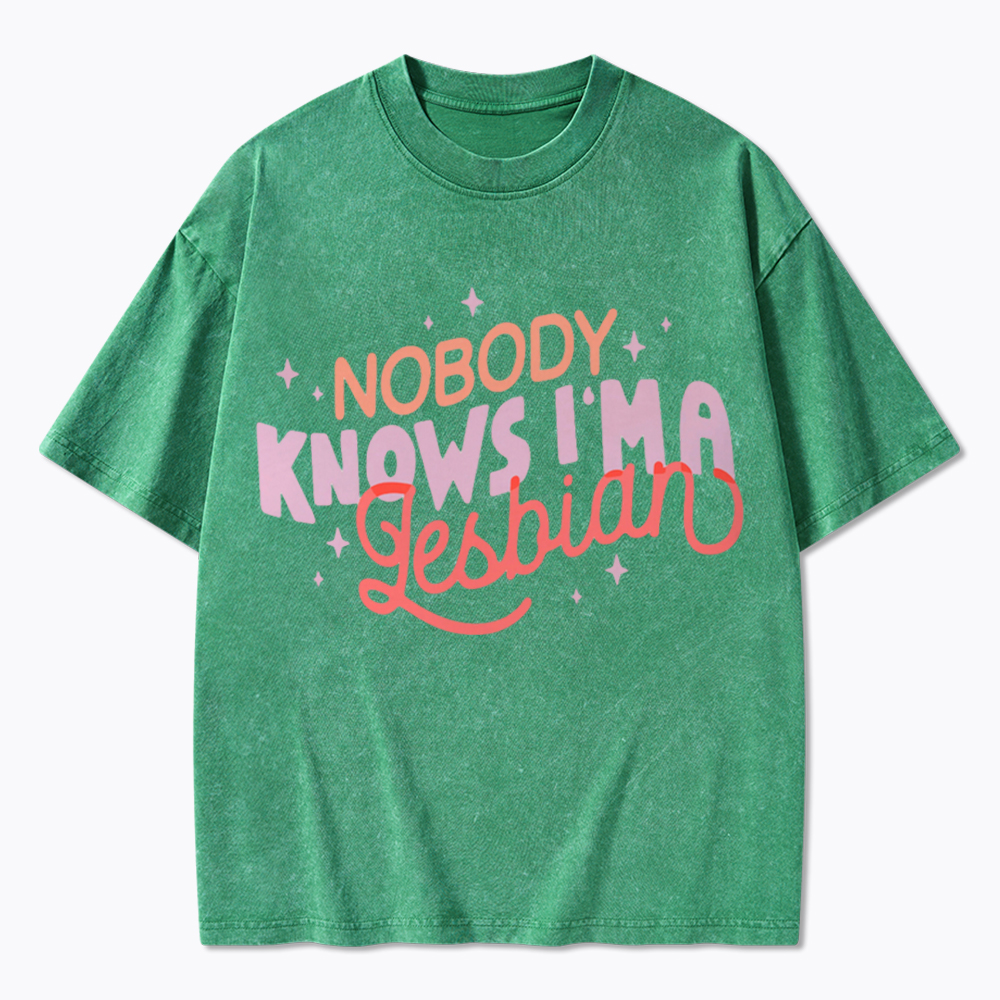Nobody Knows I'm A Lesbian Washed T-Shirt