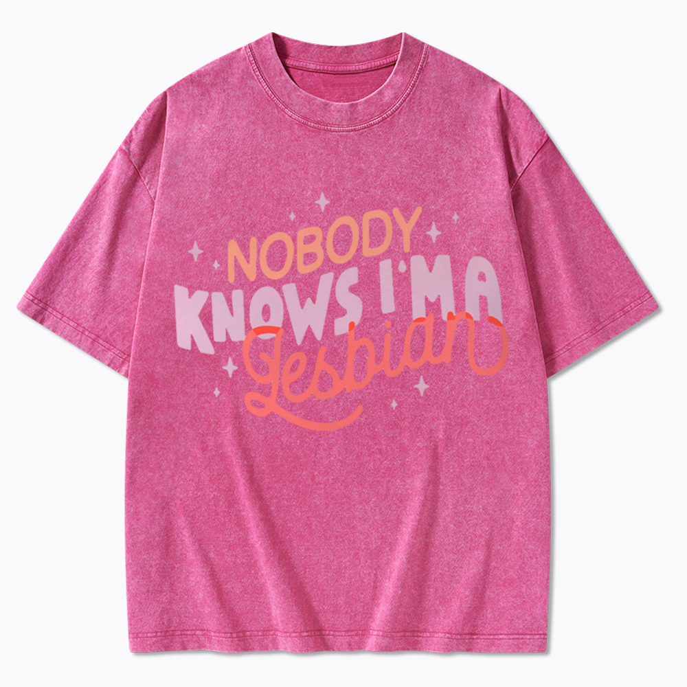 Nobody Knows I'm A Lesbian Washed T-Shirt