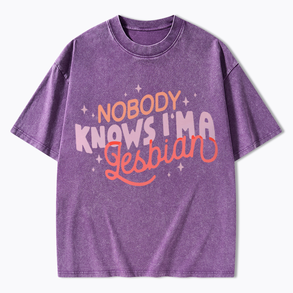 Nobody Knows I'm A Lesbian Washed T-Shirt