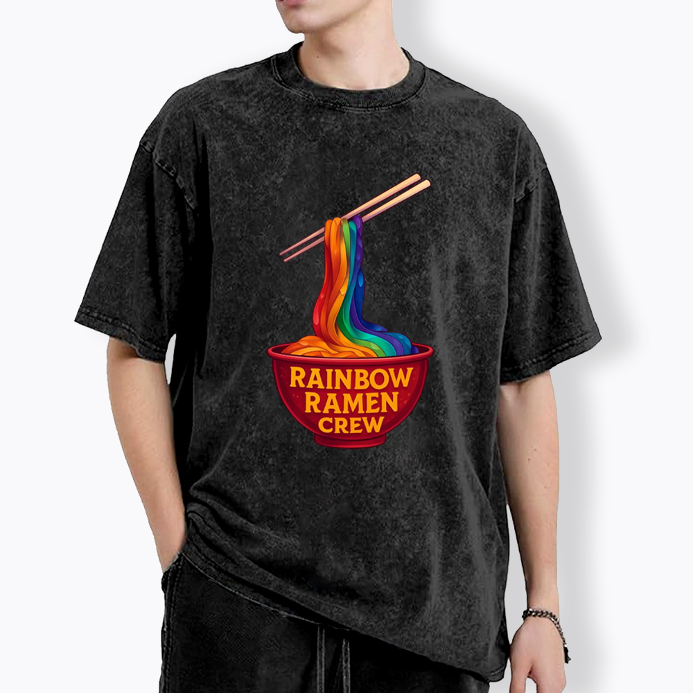 Rainbow Ramen Crew Washed T-Shirt