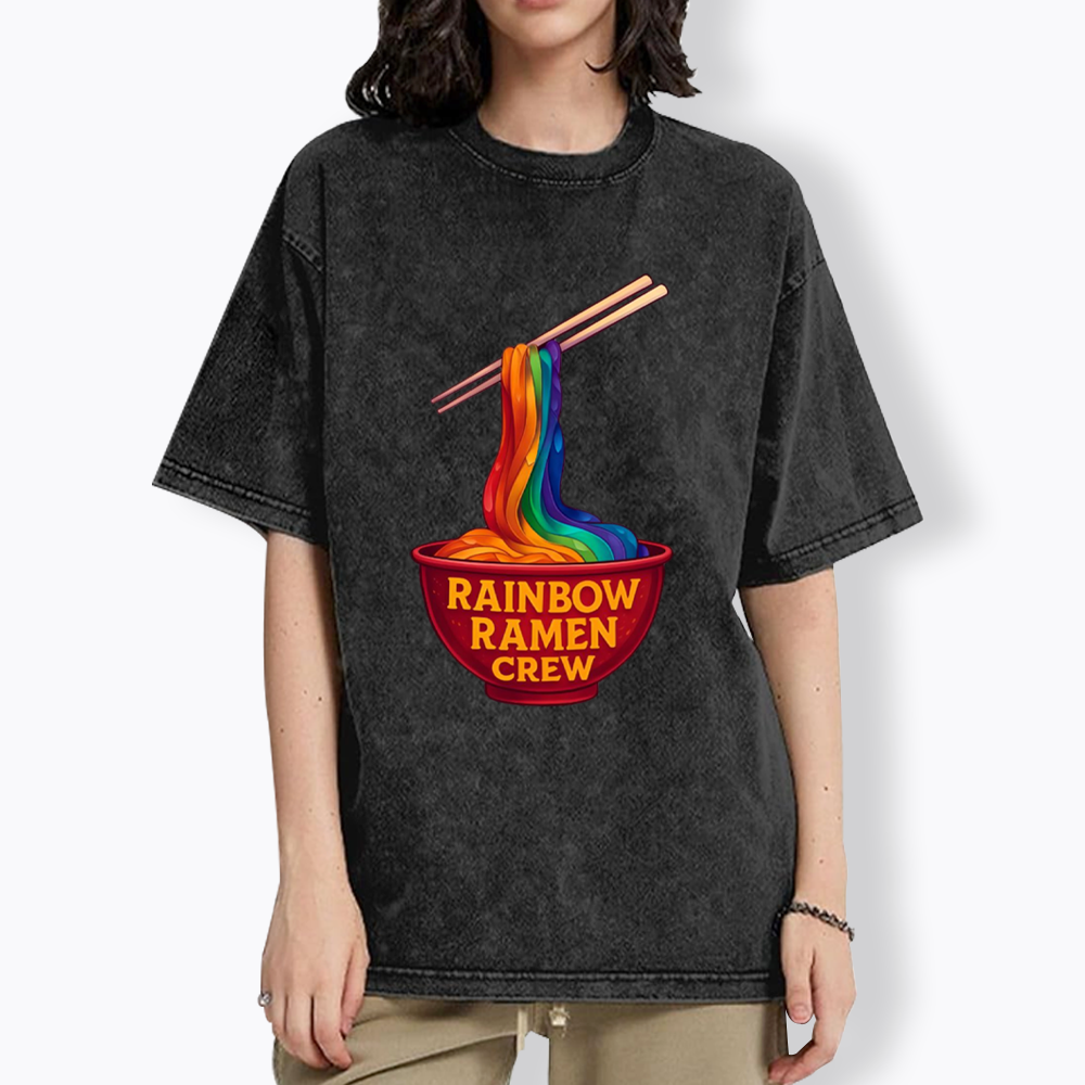 Rainbow Ramen Crew Washed T-Shirt