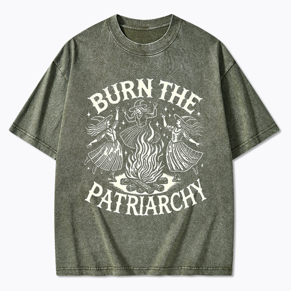 Witch art Burn the Patriarchy Washed T-Shirt