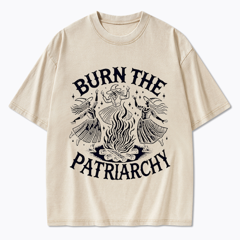 Witch art Burn the Patriarchy Washed T-Shirt