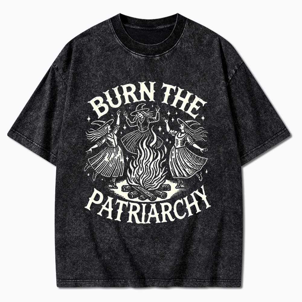 Witch art Burn the Patriarchy Washed T-Shirt