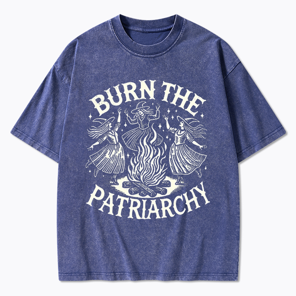 Witch art Burn the Patriarchy Washed T-Shirt