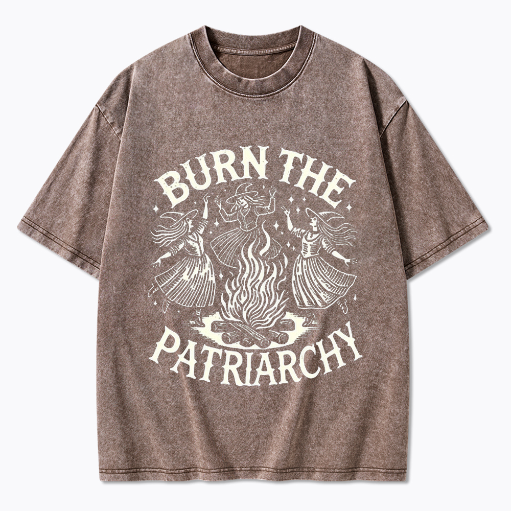 Witch art Burn the Patriarchy Washed T-Shirt