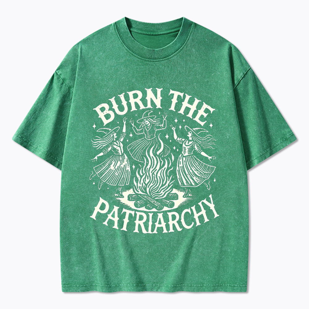 Witch art Burn the Patriarchy Washed T-Shirt