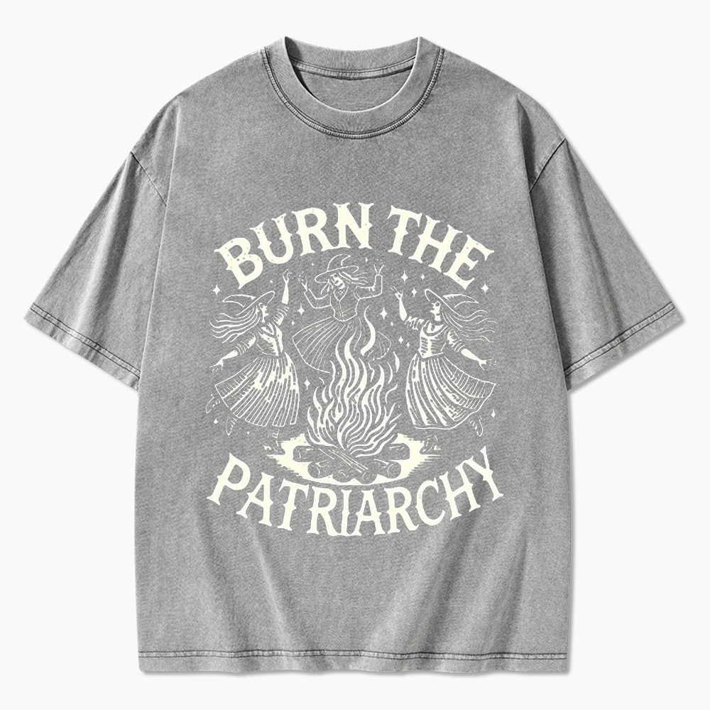 Witch art Burn the Patriarchy Washed T-Shirt