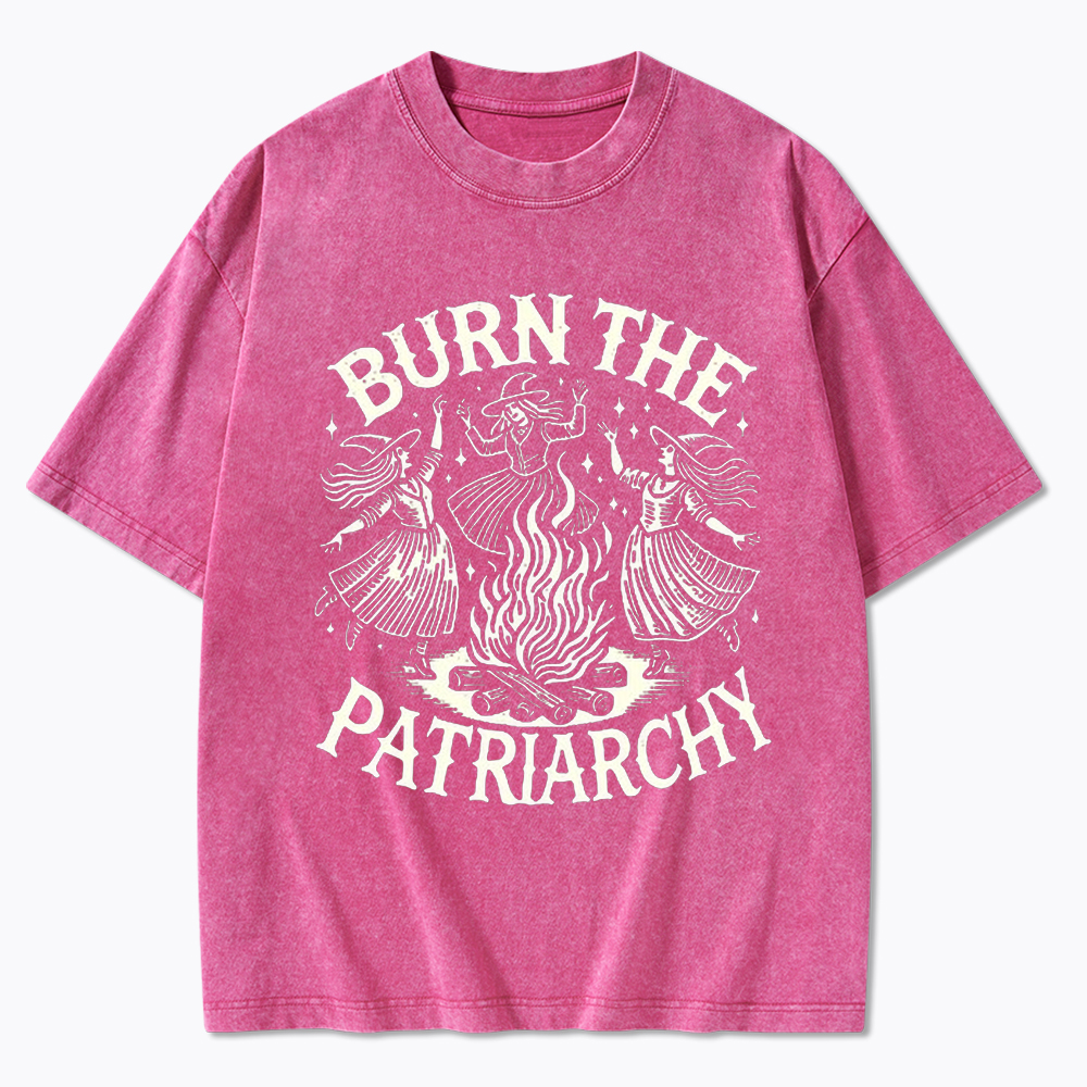Witch art Burn the Patriarchy Washed T-Shirt