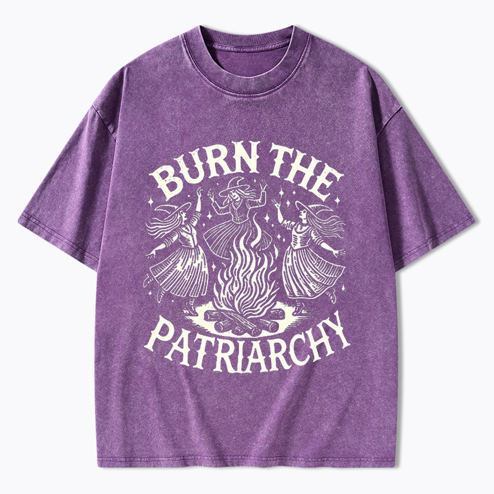 Witch art Burn the Patriarchy Washed T-Shirt