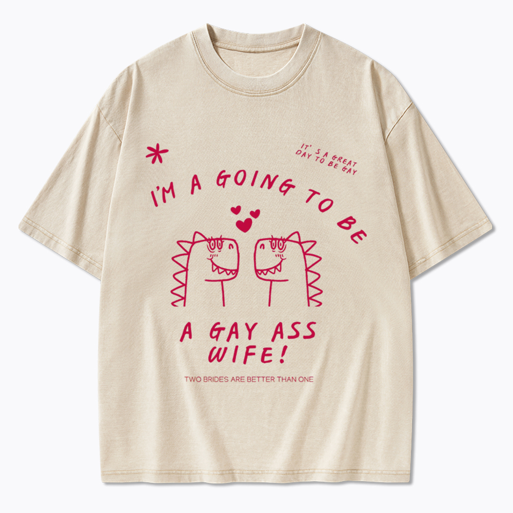 Dinosaur Lesbian Hen's Do Party Washed T-Shirt