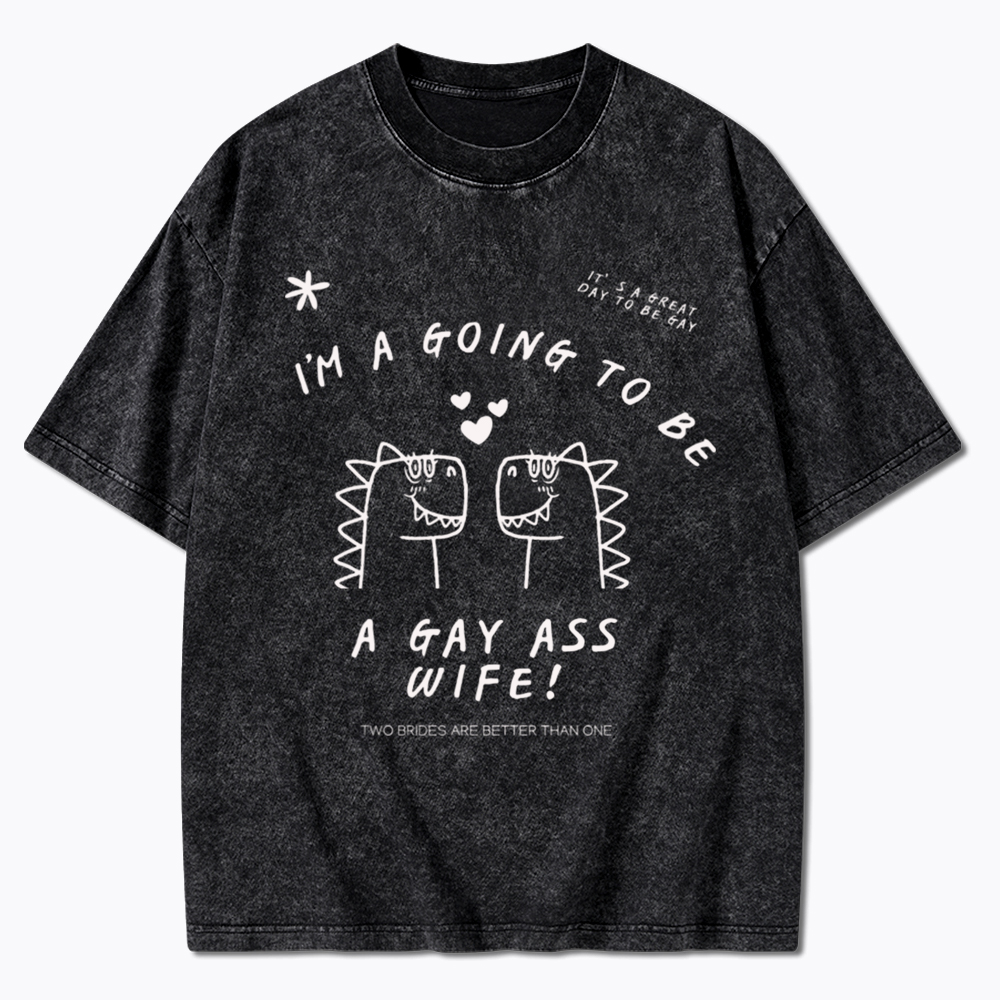Dinosaur Lesbian Hen's Do Party Washed T-Shirt