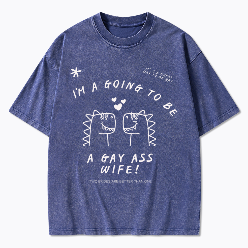 Dinosaur Lesbian Hen's Do Party Washed T-Shirt