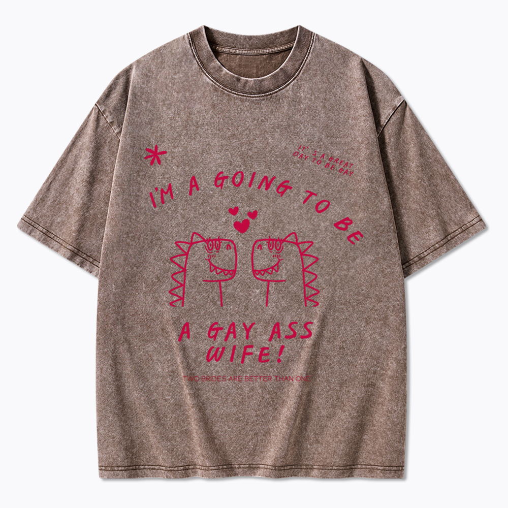 Dinosaur Lesbian Hen's Do Party Washed T-Shirt