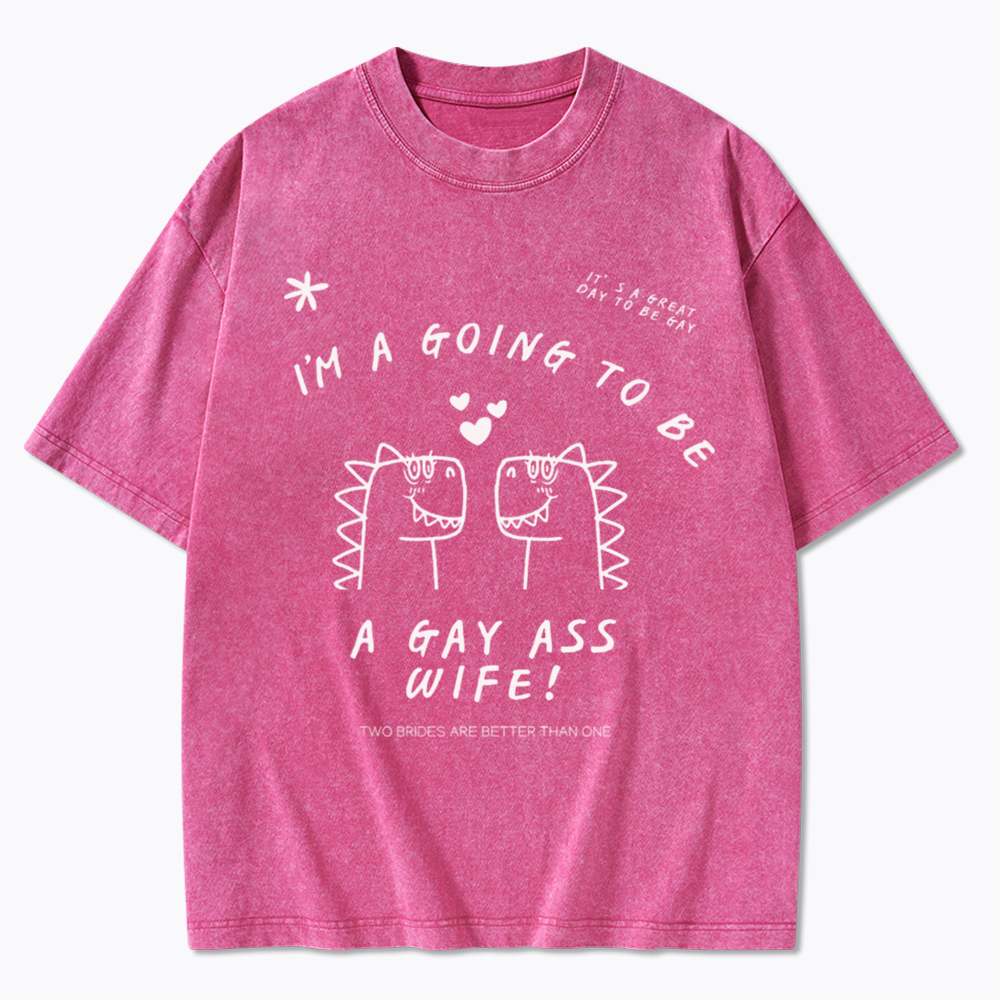 Dinosaur Lesbian Hen's Do Party Washed T-Shirt