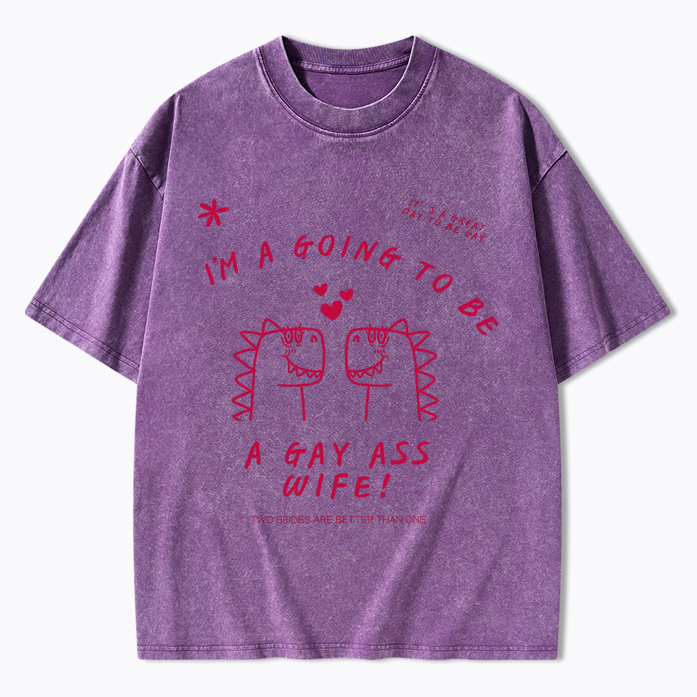 Dinosaur Lesbian Hen's Do Party Washed T-Shirt