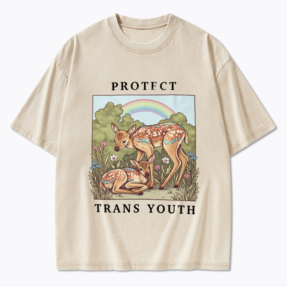 PROTECT TRANS YOUTH Queer LGBTQ Washed T-Shirt