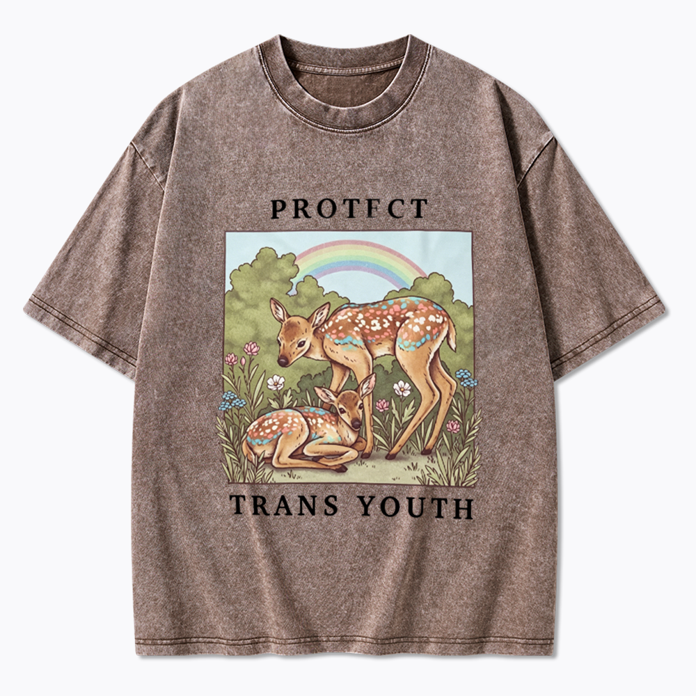 PROTECT TRANS YOUTH Queer LGBTQ Washed T-Shirt