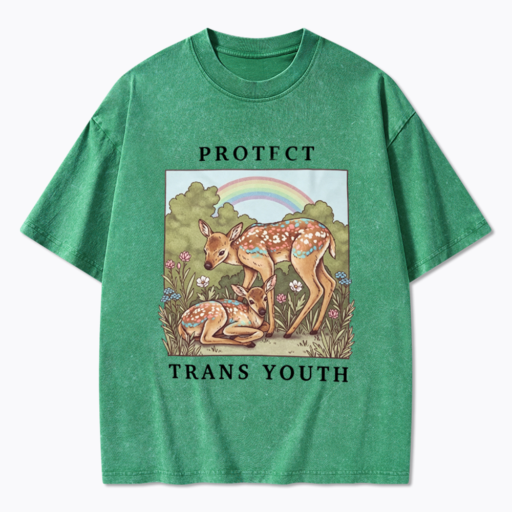 PROTECT TRANS YOUTH Queer LGBTQ Washed T-Shirt