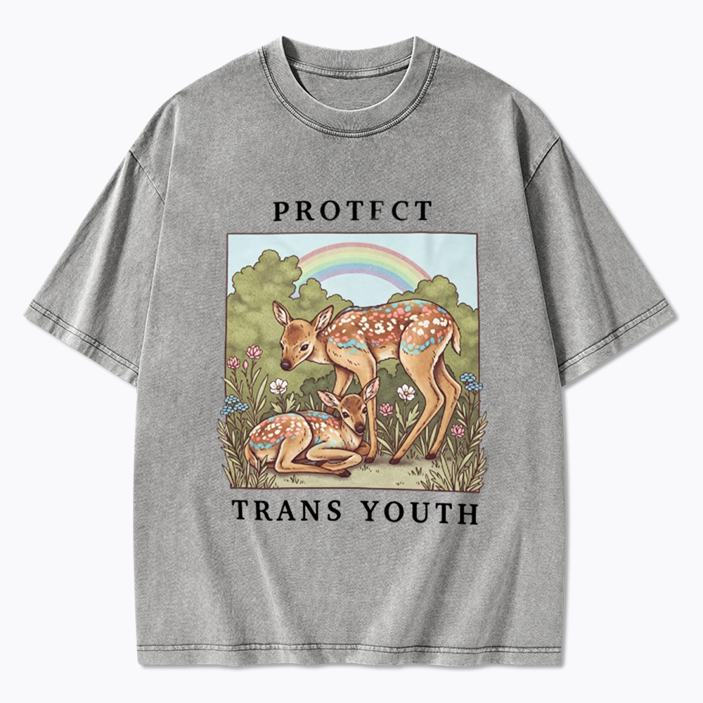 PROTECT TRANS YOUTH Queer LGBTQ Washed T-Shirt