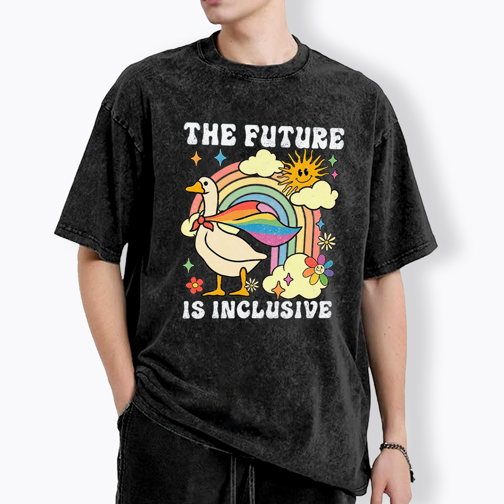 Love is love Pride Cute Goose Washed T-Shirt