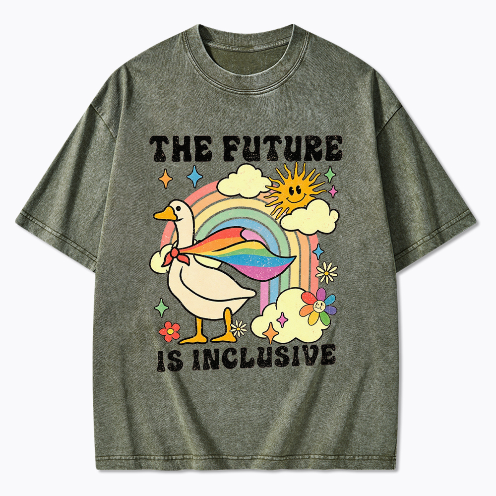 Love is love Pride Cute Goose Washed T-Shirt