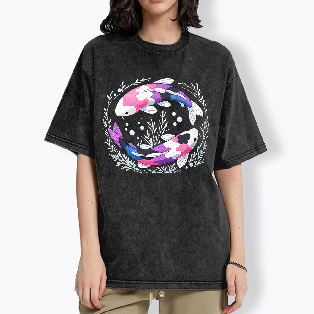 Subtle Genderfluid Koi Fish Washed T-Shirt