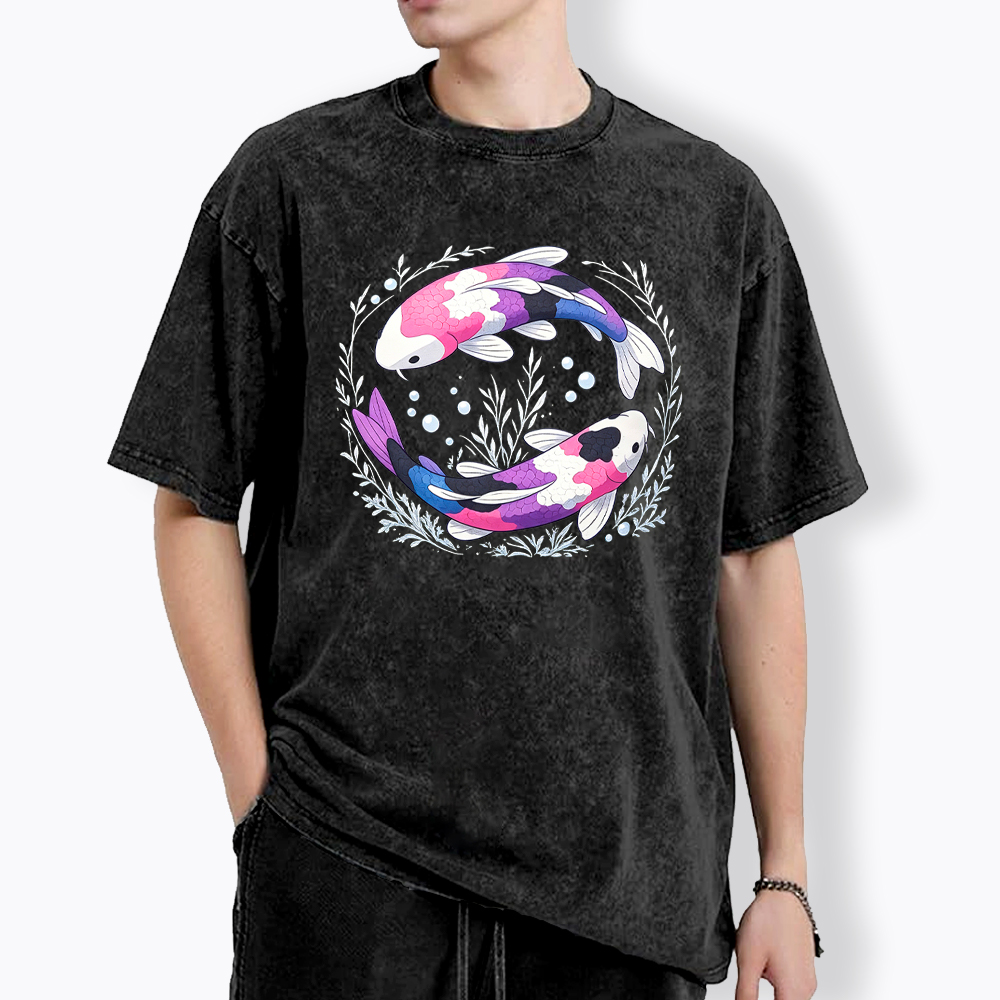 Subtle Genderfluid Koi Fish Washed T-Shirt