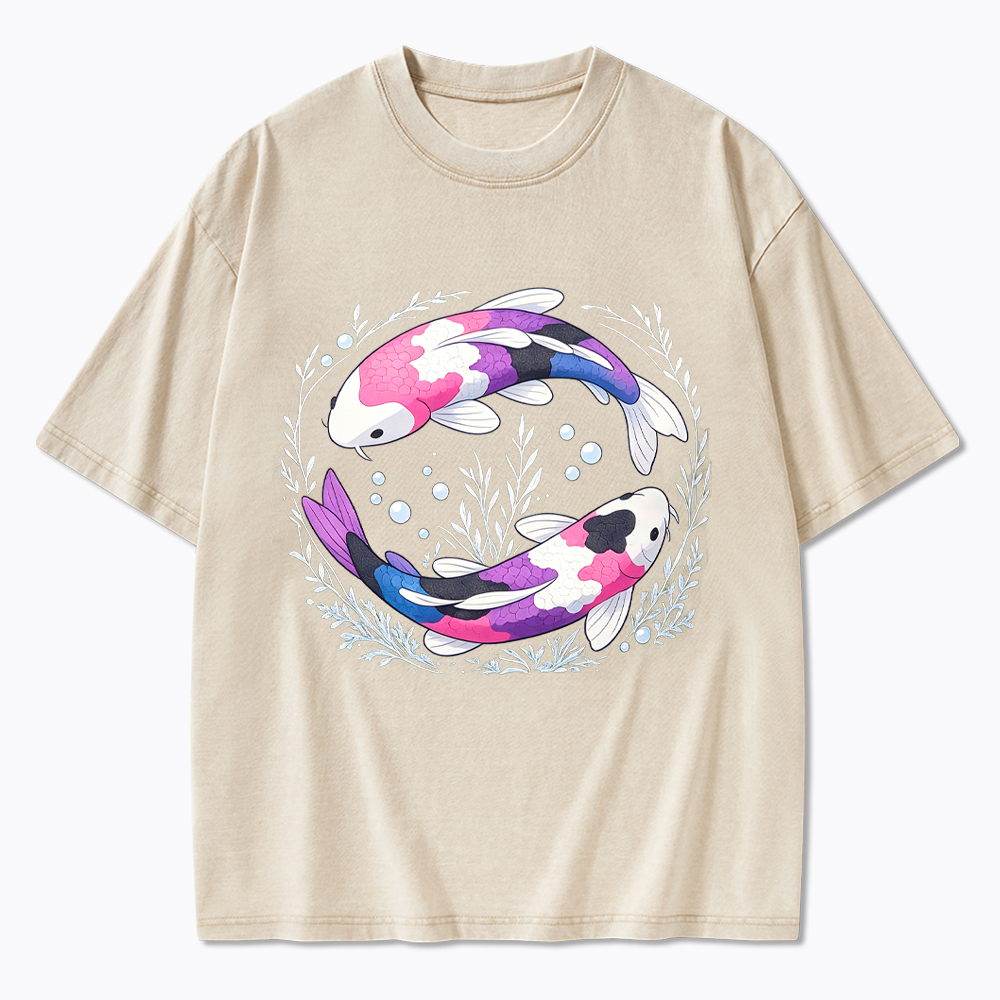Subtle Genderfluid Koi Fish Washed T-Shirt