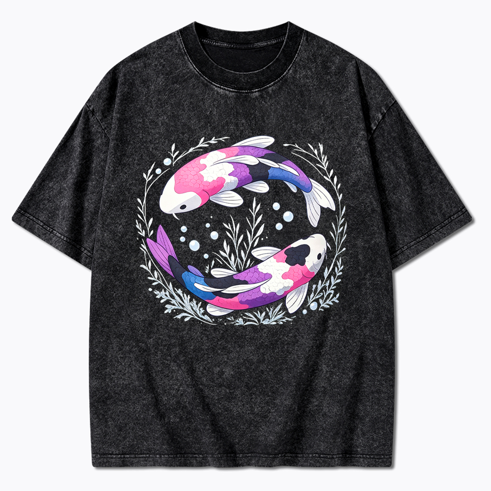 Subtle Genderfluid Koi Fish Washed T-Shirt